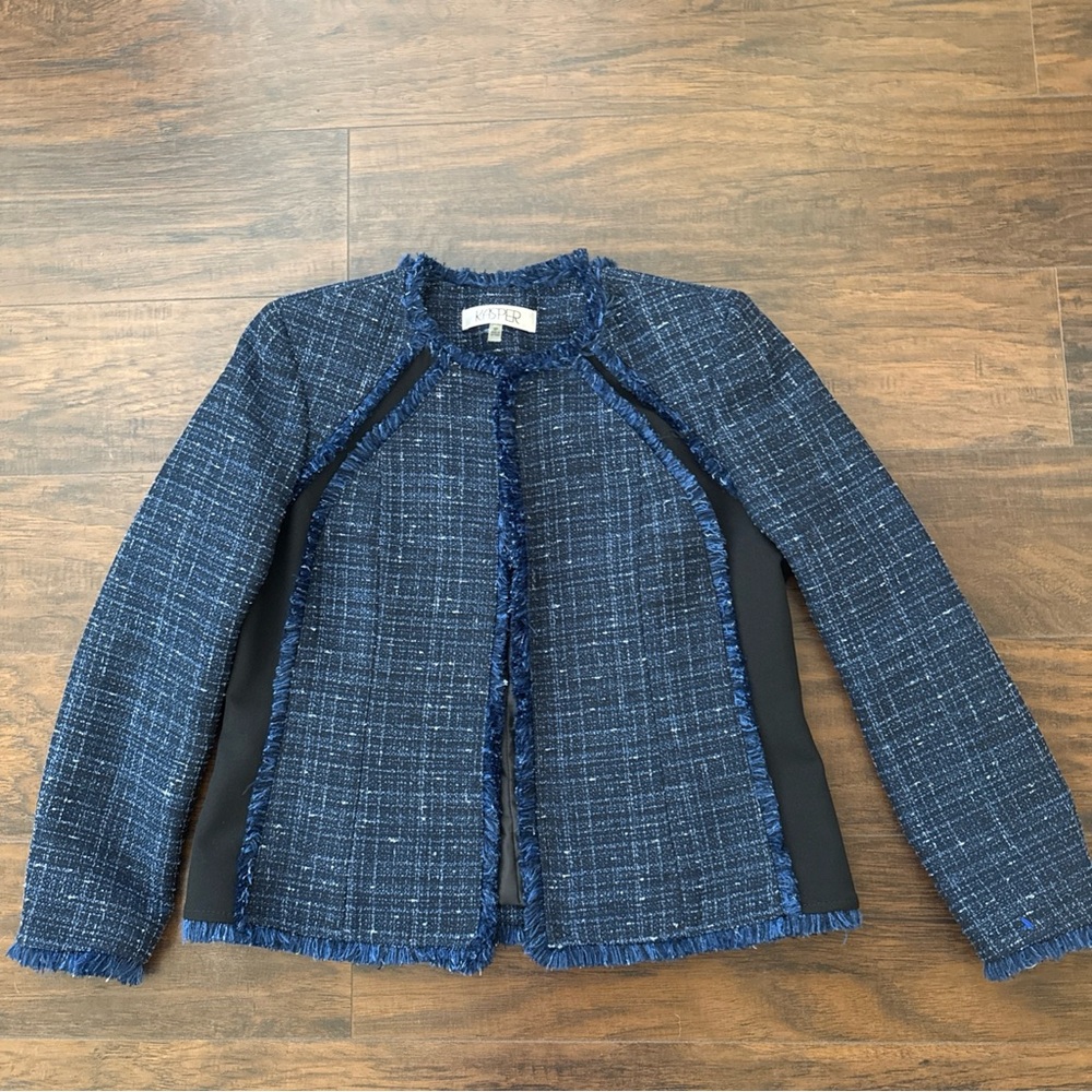 NWOT Kasper Women’s Blue Color Long Sleeve Tweed Jacket Size 8P